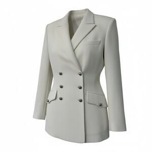 Vintage Thierry Mugler CRISP WHITE DOUBLE BREASTED BLAZER SZ 10/12